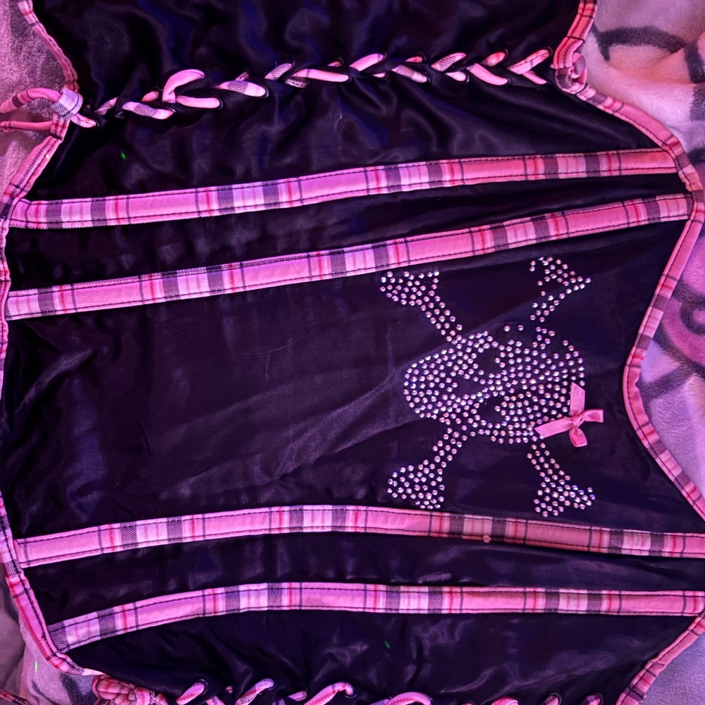 Pink and Black Women's Intimate Bodysuit